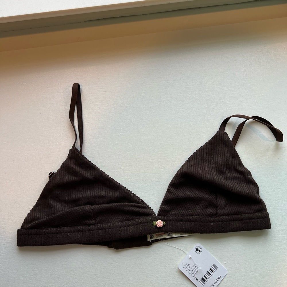 Free People Piintelle Triangle Bralette in Cocoa SIZE S NWT - Picture 4 of 5